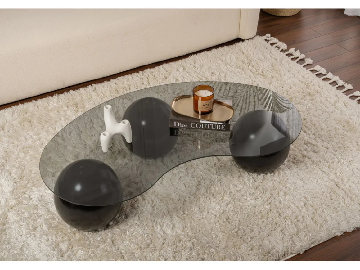 Table basse en verre "Sphere" - 120 x 70 x 30 cm - Noir