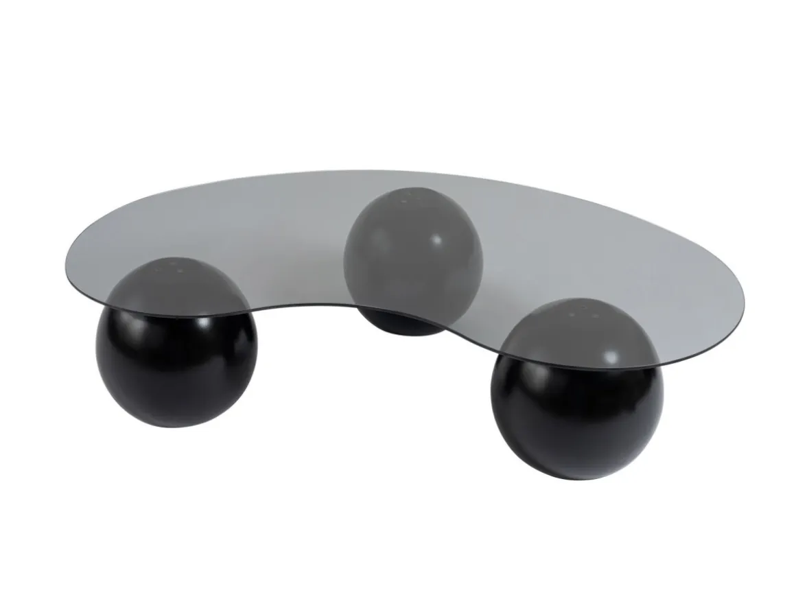 Table basse en verre "Sphere" - 120 x 70 x 30 cm - Noir