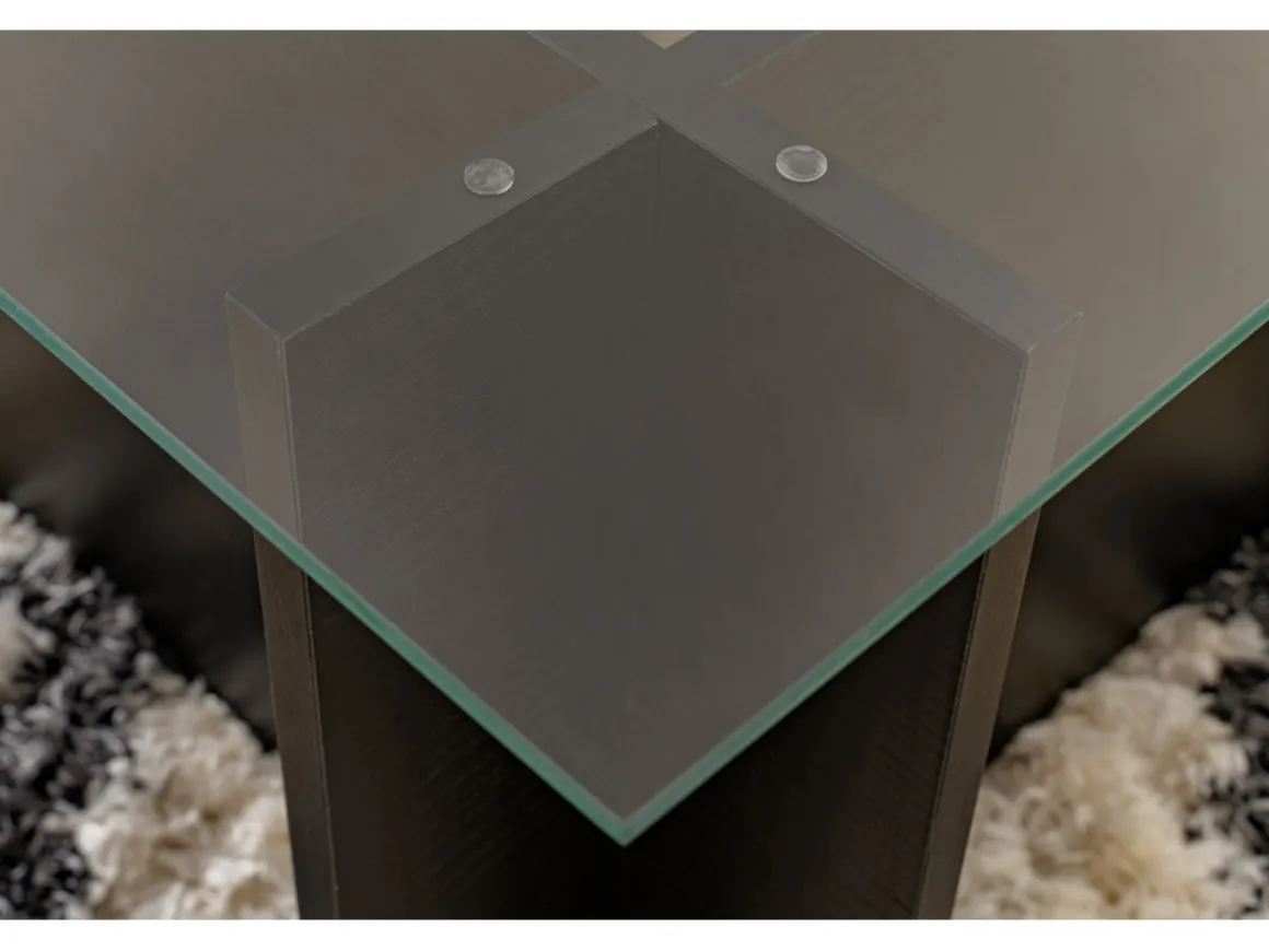 Table basse en verre "Vetrino" 105 x 65 x 40 cm - Bois Noir