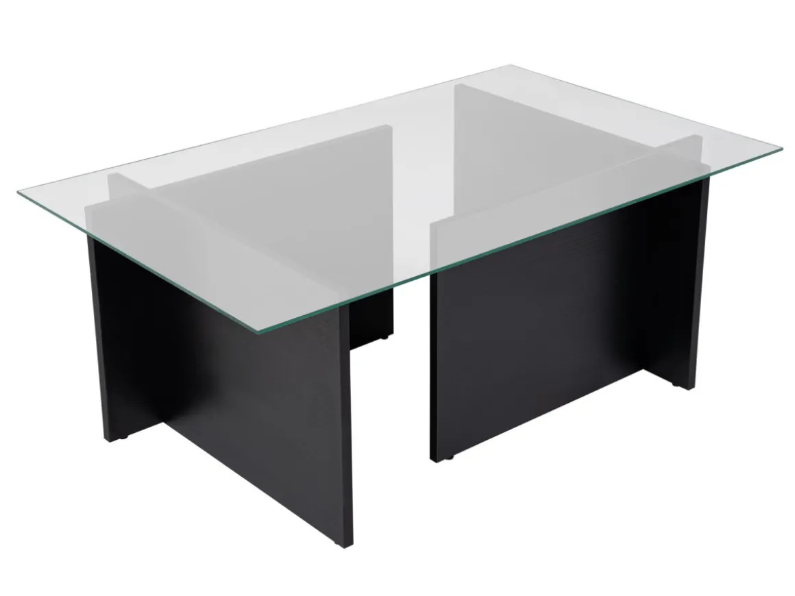 Table basse en verre "Vetrino" 105 x 65 x 40 cm - Bois Noir