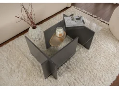 Table basse en verre "Vetrino" 105 x 65 x 40 cm - Anthracite