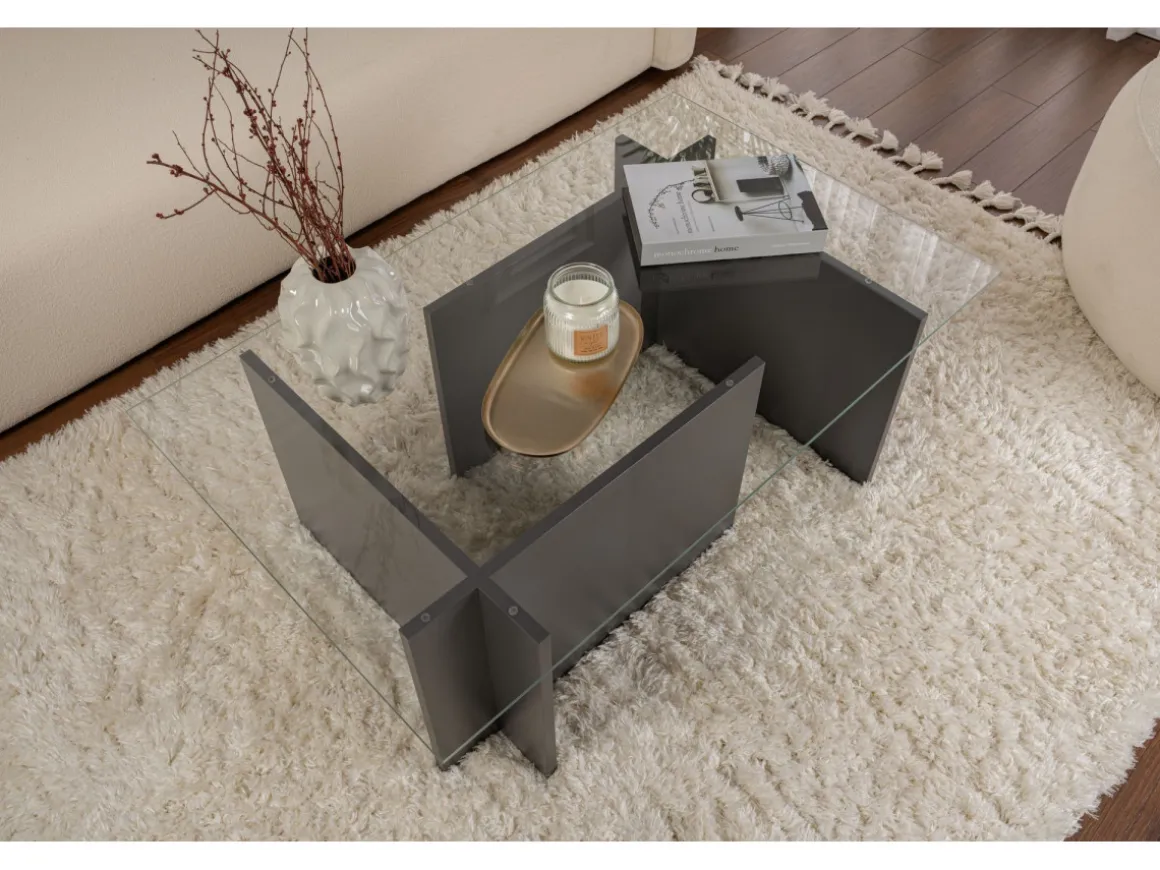 Table basse en verre "Vetrino" 105 x 65 x 40 cm - Anthracite