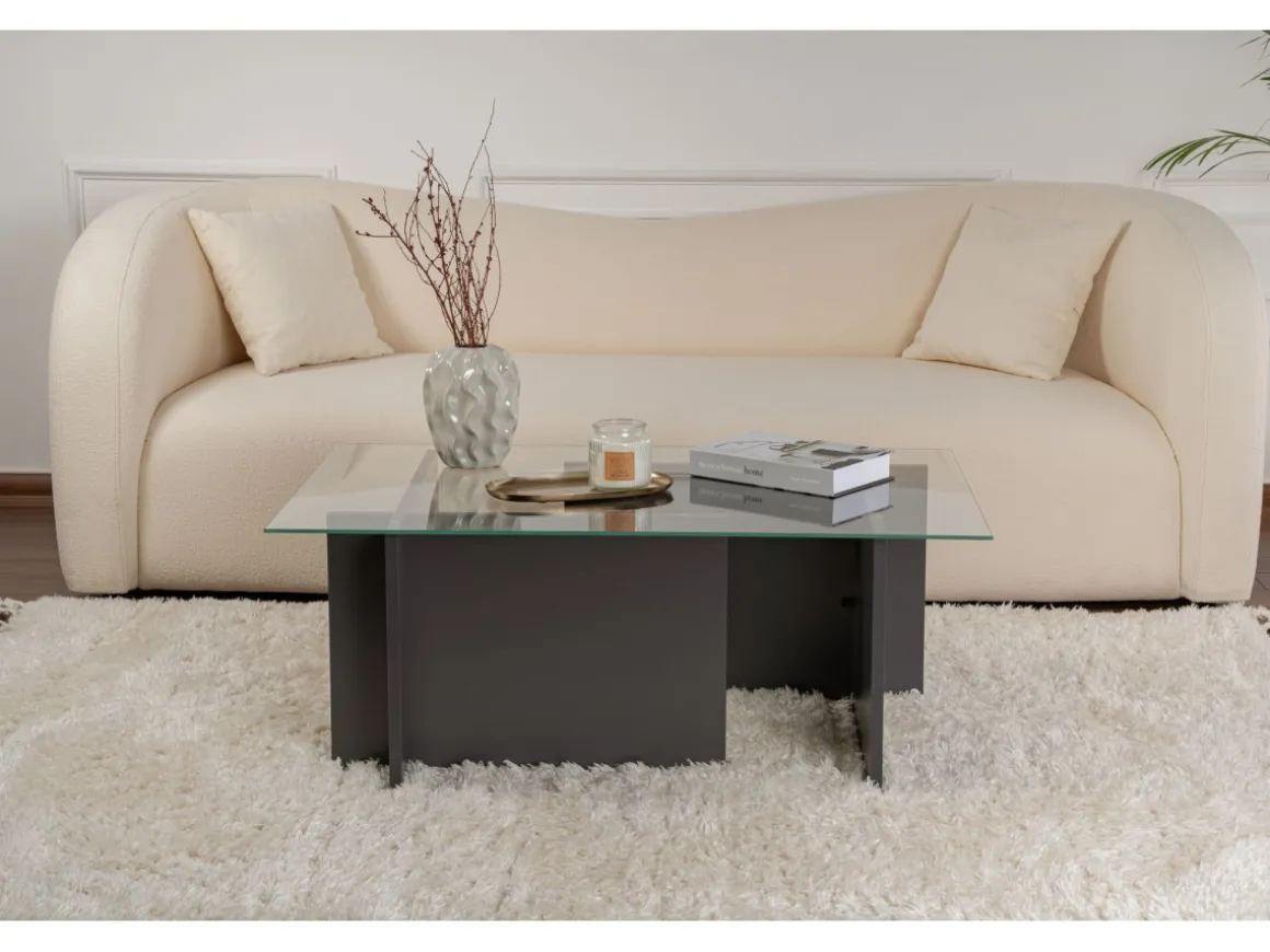 Table basse en verre "Vetrino" 105 x 65 x 40 cm - Anthracite