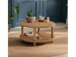 Table basse ronde en bois "Roby" - 70 x 70 x 43 cm - Marron