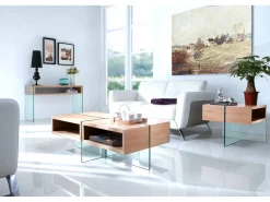 Table basse "Venezia" - 60 x 60 x 50 cm -  Finition chêne