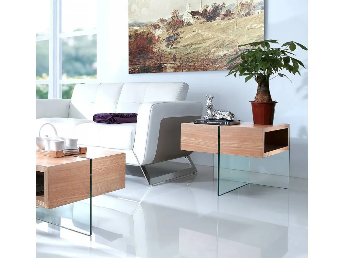 Table basse "Venezia" - 60 x 60 x 50 cm - Finition chêne