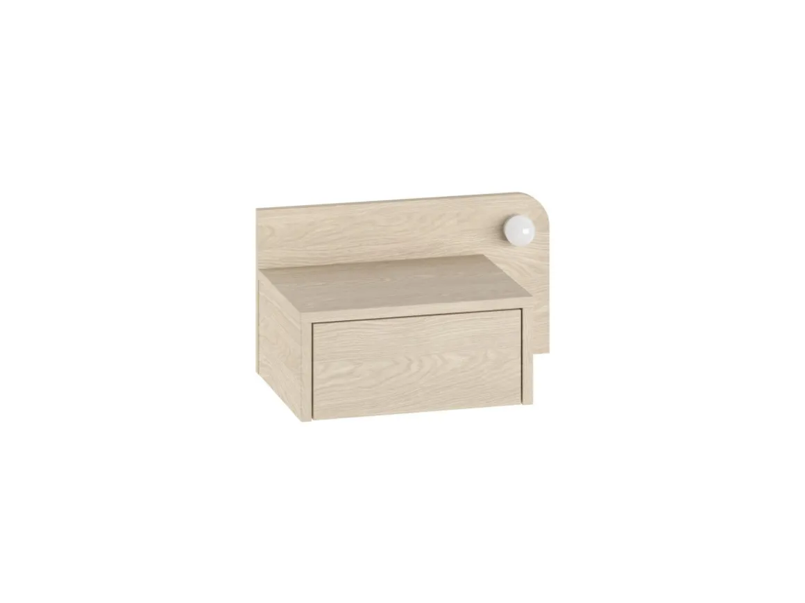 Table de chevet avec ampoule en bois "Dotta" - 52 x 30 x 28 cm - Beige