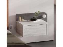 Table de chevet avec ampoule en bois 