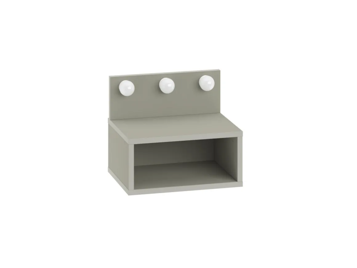 Table de chevet avec ampoule en bois "Treo" - 40 x 30 x 34 cm - Gris