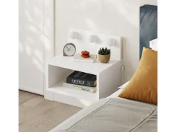 Table de chevet avec ampoule en bois 