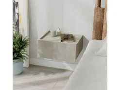 Table de chevet avec éclairage LED en bois 