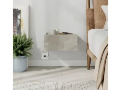 Table de chevet avec éclairage LED en bois 