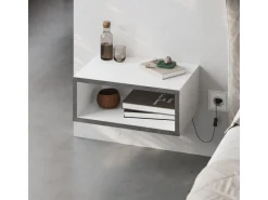 Table de chevet avec éclairage LED en bois