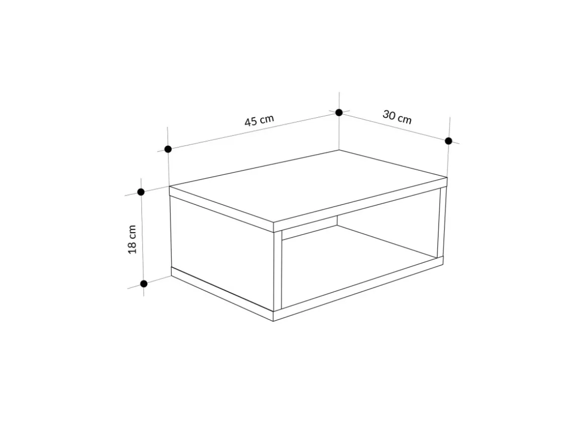 Table de chevet avec éclairage LED en bois "Brik" - 45 x 30 x 18 cm - Blanc