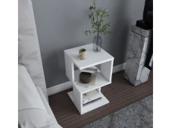 Table de chevet en bois "Carter" - 30 x 30 x 49 cm - Blanc