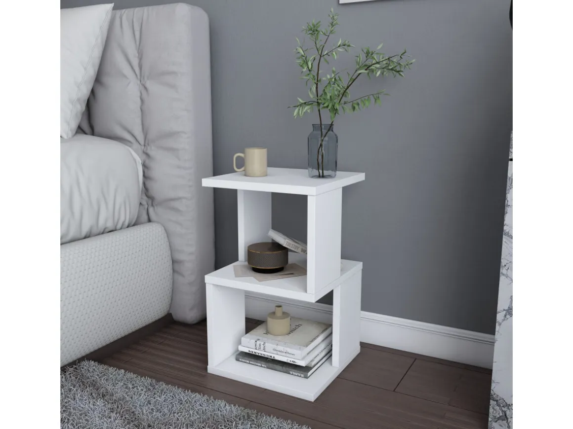 Table de chevet en bois "Carter" - 30 x 30 x 49 cm - Blanc