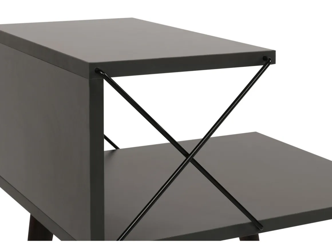 Table de chevet en bois "Cross" 50 x 40 x 55 cm - Anthracite