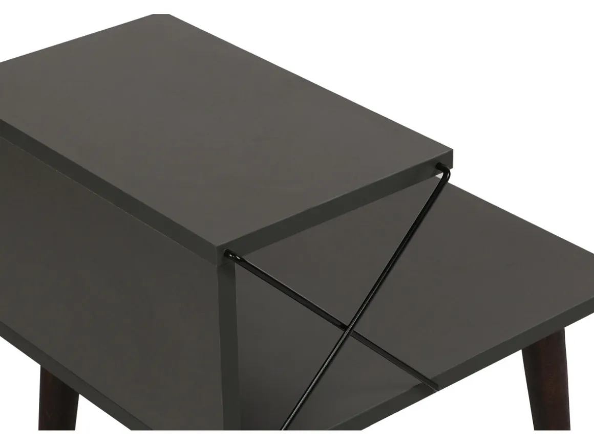 Table de chevet en bois "Cross" 50 x 40 x 55 cm - Anthracite
