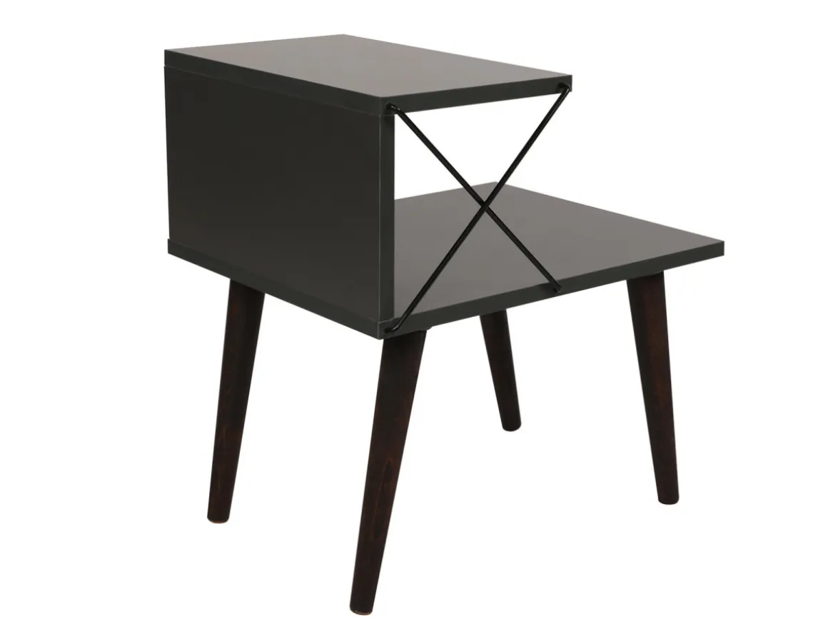 Table de chevet en bois "Cross" 50 x 40 x 55 cm - Anthracite
