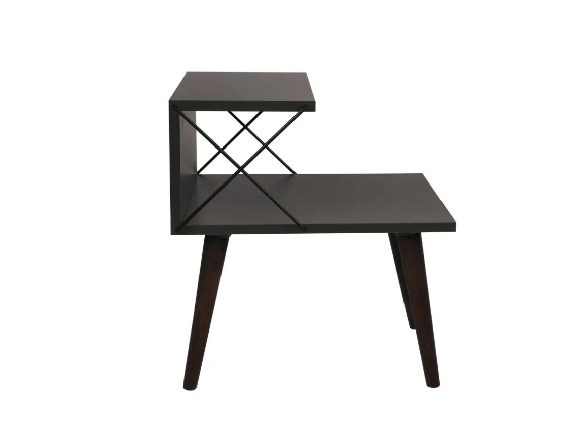 Table de chevet en bois "Cross" 50 x 40 x 55 cm - Anthracite
