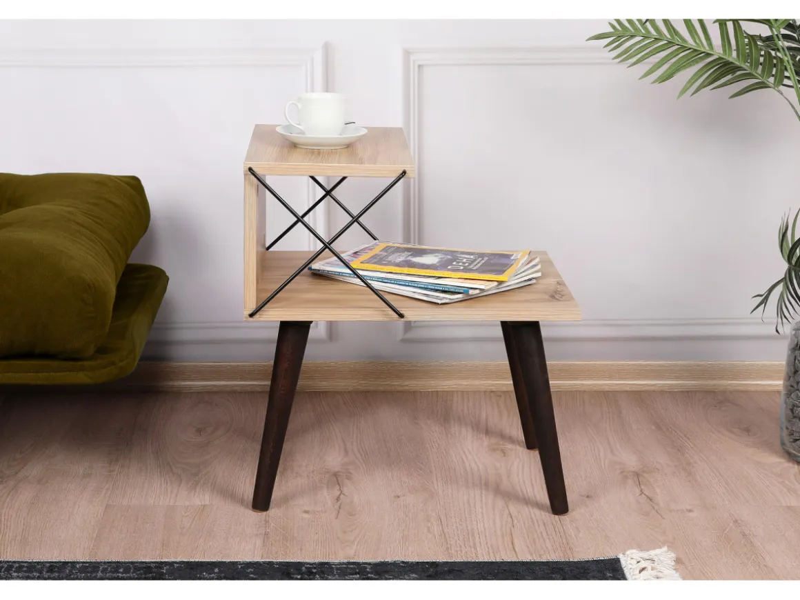 Table de chevet en bois "Cross" 50 x 40 x 55 cm - Pin