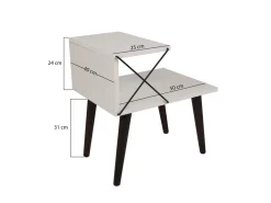 Table de chevet en bois "Cross" 50 x 40 x 55 cm - Blanc