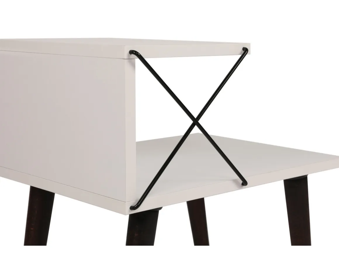 Table de chevet en bois "Cross" 50 x 40 x 55 cm - Blanc