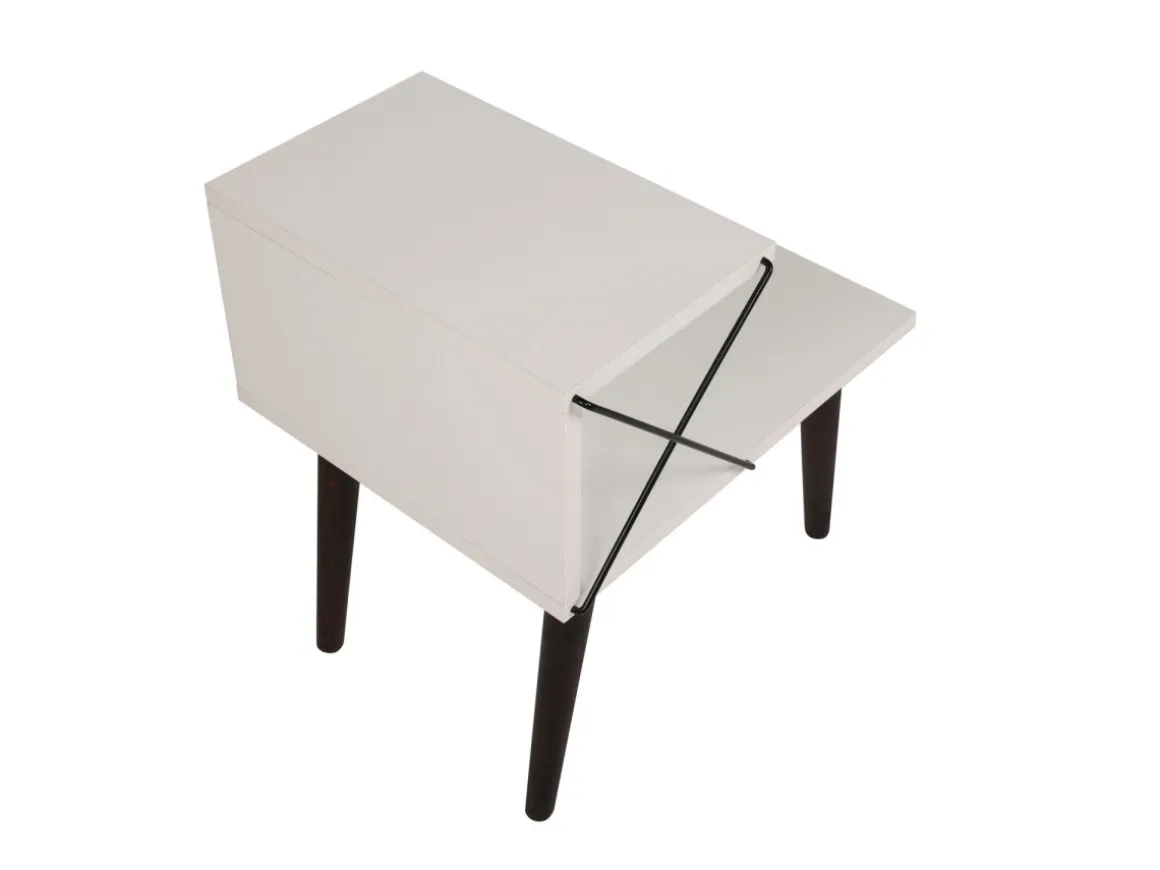 Table de chevet en bois "Cross" 50 x 40 x 55 cm - Blanc