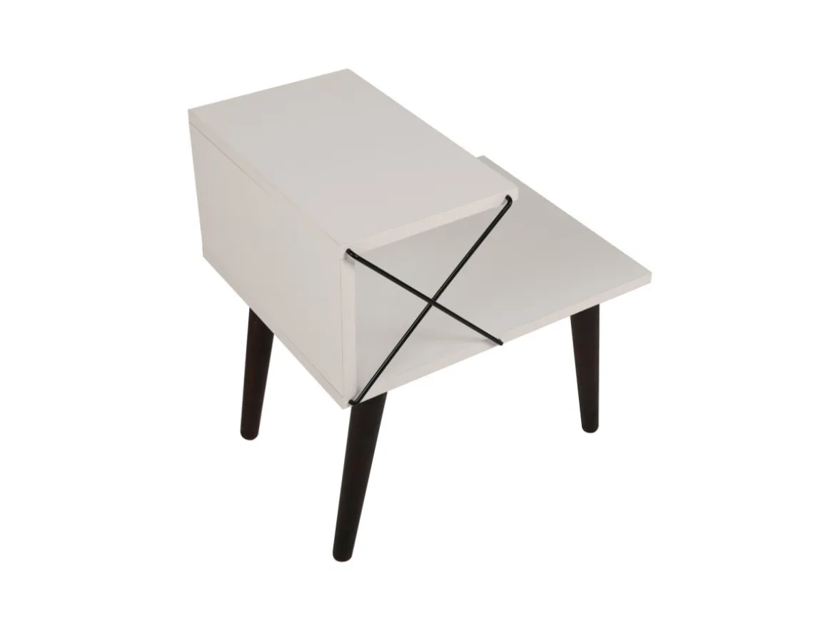 Table de chevet en bois "Cross" 50 x 40 x 55 cm - Blanc