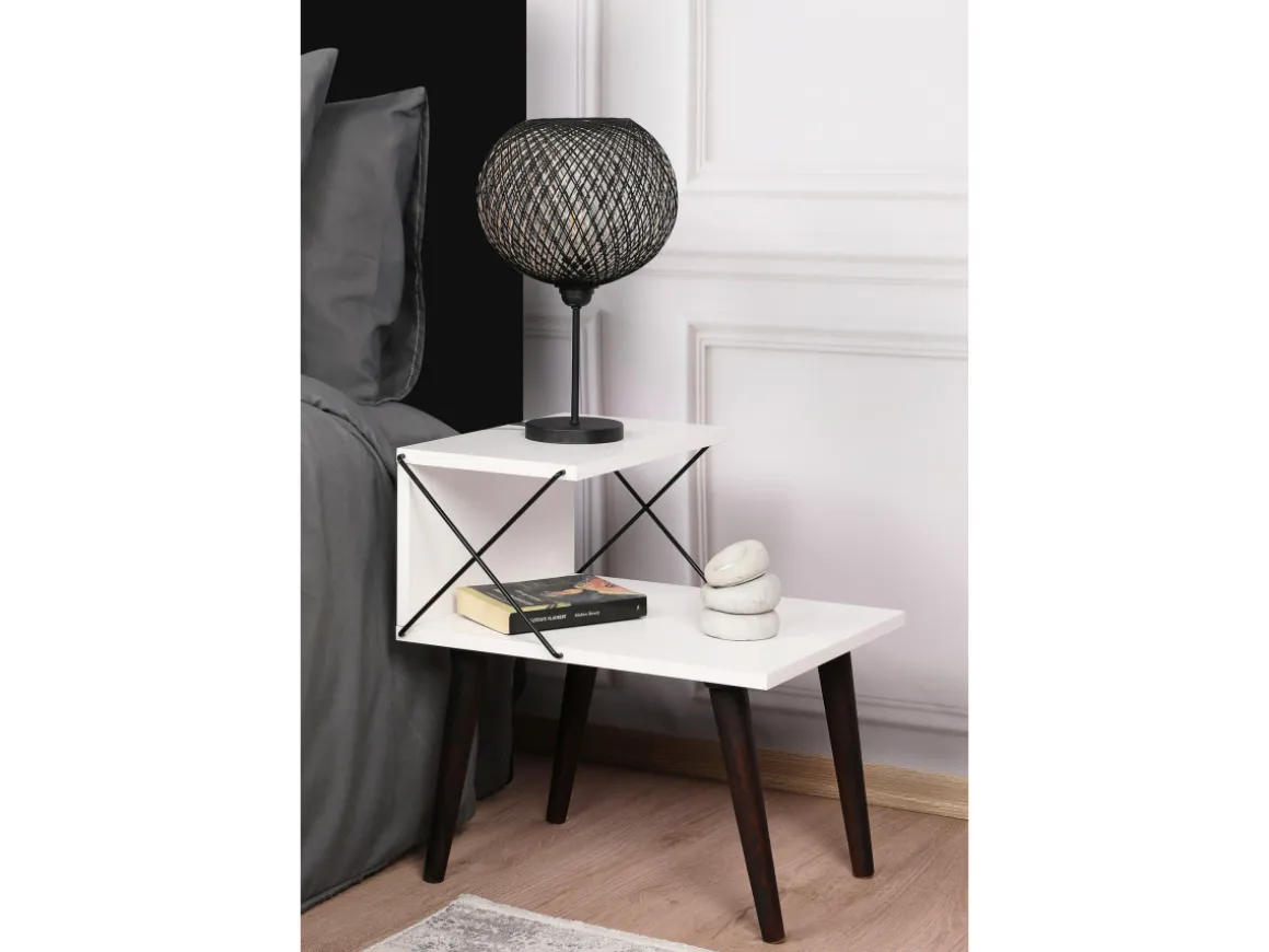 Table de chevet en bois "Cross" 50 x 40 x 55 cm - Blanc