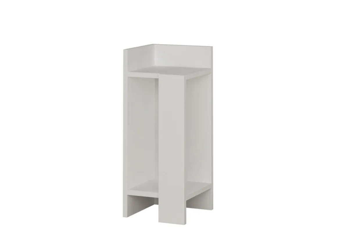 Table de chevet en bois "Elos Left" - 25 x 27 x 60 cm - Blanc