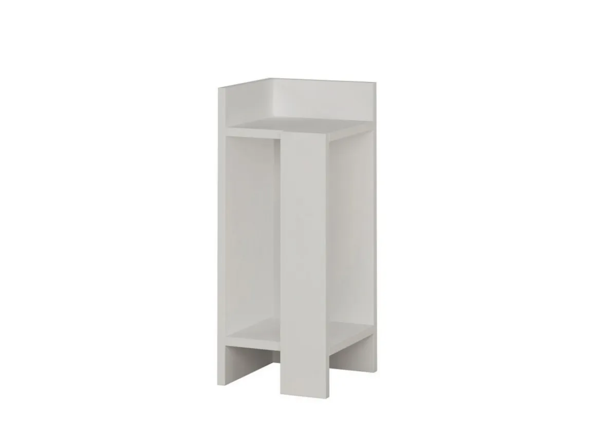 Table de chevet en bois "Elos Left" - 25 x 27 x 60 cm - Blanc