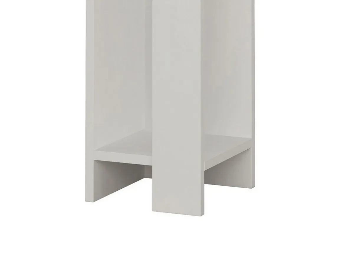 Table de chevet en bois "Elos Left" - 25 x 27 x 60 cm - Blanc