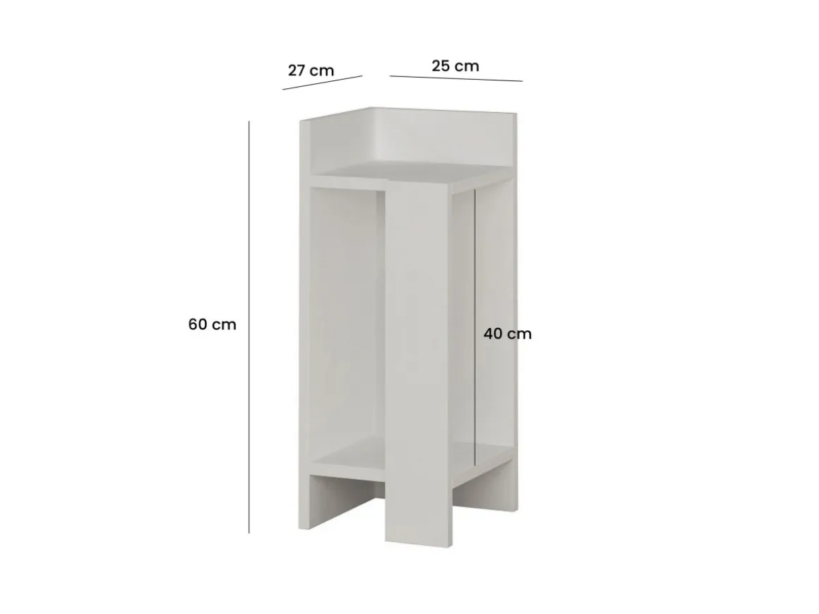 Table de chevet en bois "Elos Left" - 25 x 27 x 60 cm - Blanc