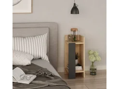 Table de chevet en bois "Elos Right" - 25 x 27 x 60 cm - Beige