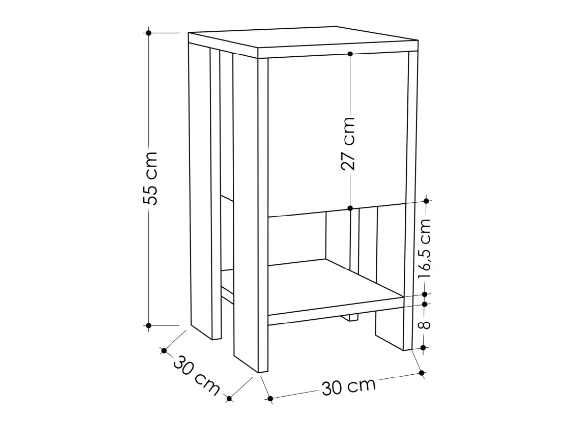 Table de chevet en bois "Ema" 30 x 30 x 55 cm - Anthracite