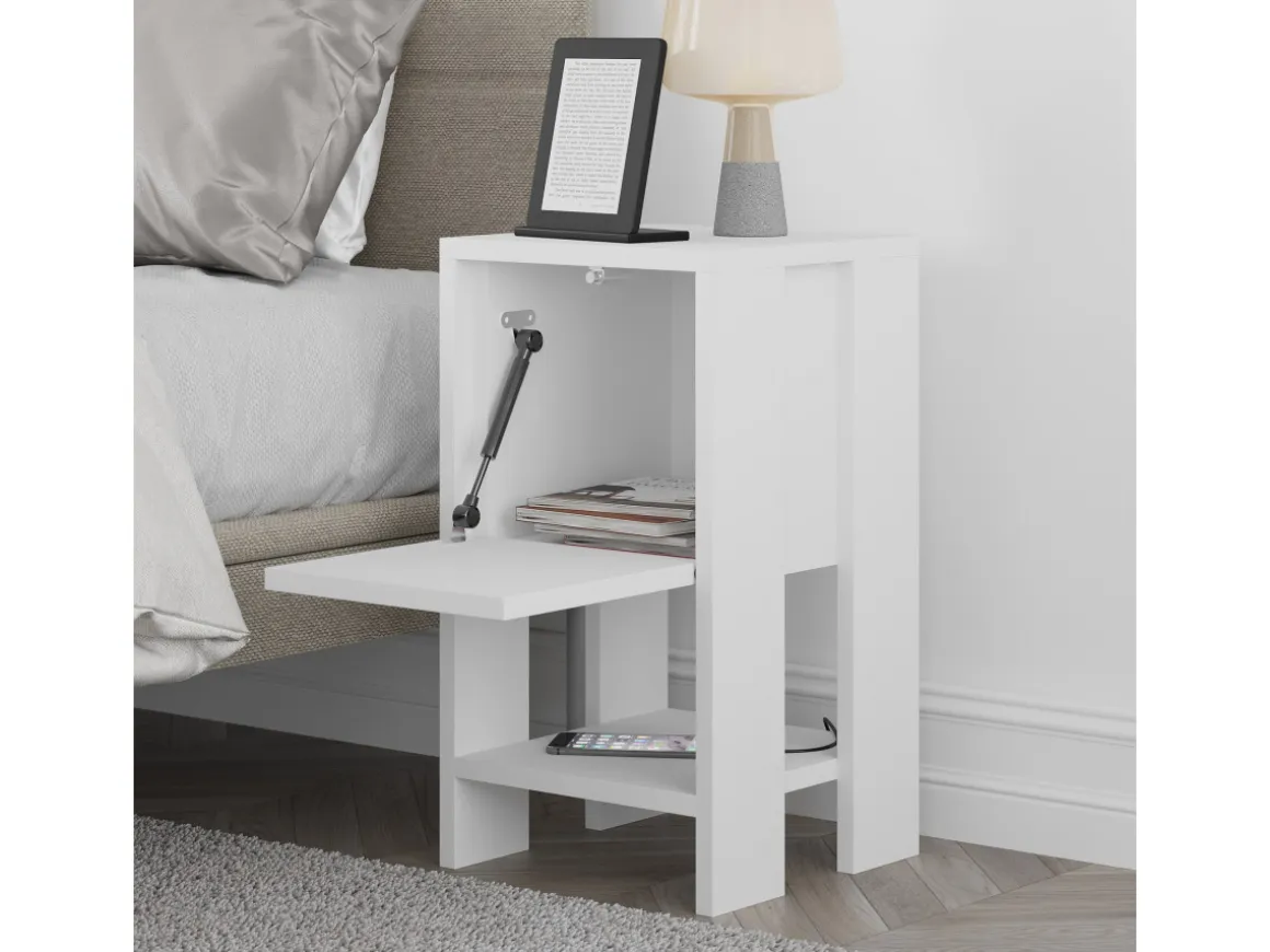 Table de chevet en bois "Ema" 30 x 30 x 55 cm - Blanc