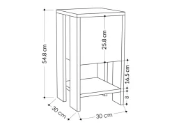 Table de chevet en bois "Ema" 30 x 30 x 55 cm - Hitit