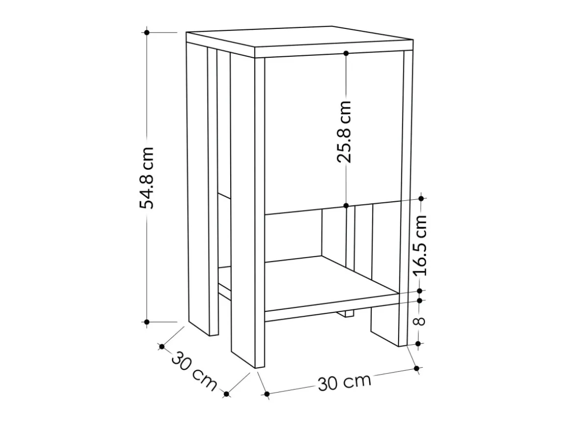 Table de chevet en bois "Ema" 30 x 30 x 55 cm - Hitit