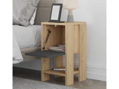 Table de chevet en bois "Ema" 30 x 30 x 55 cm - Chêne