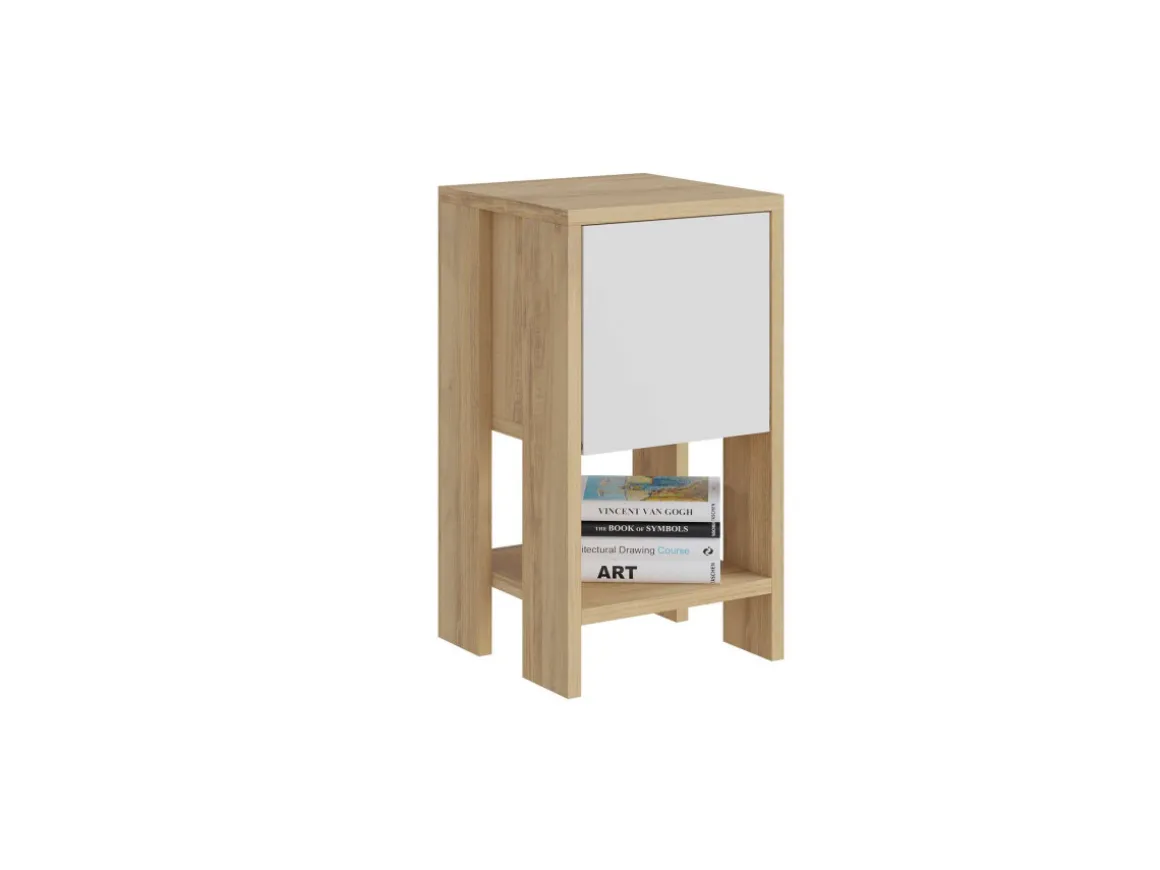 Table de chevet en bois "Ema" 30 x 30 x 55 cm - Chêne saphir