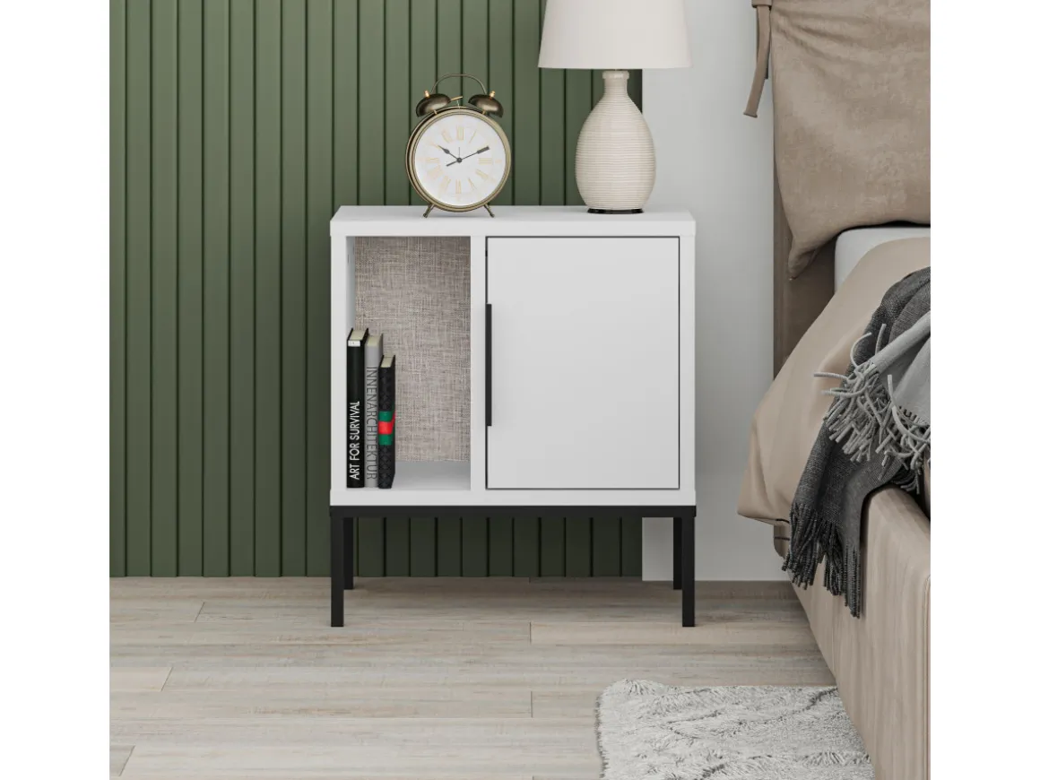 Table de chevet en bois "Glynn" - 45 x 35 x 50 cm - Blanc