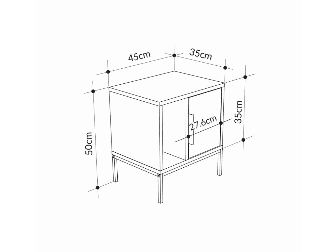 Table de chevet en bois "Glynn" - 45 x 35 x 50 cm - Blanc