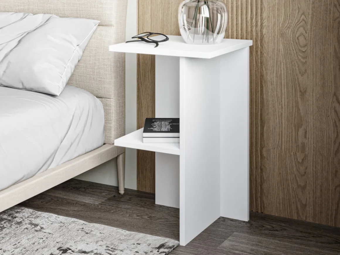 Table de chevet en bois "Leray" - 36 x 36 x 60 cm - Blanc