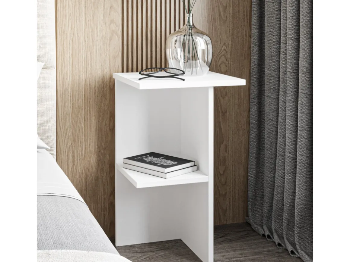 Table de chevet en bois "Leray" - 36 x 36 x 60 cm - Blanc