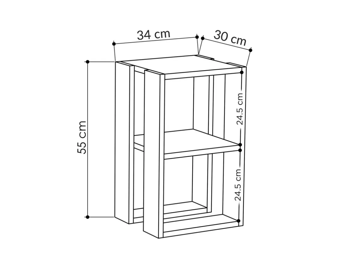 Table de chevet en bois "Lonie" 30 x 30 x 55 cm - Blanc