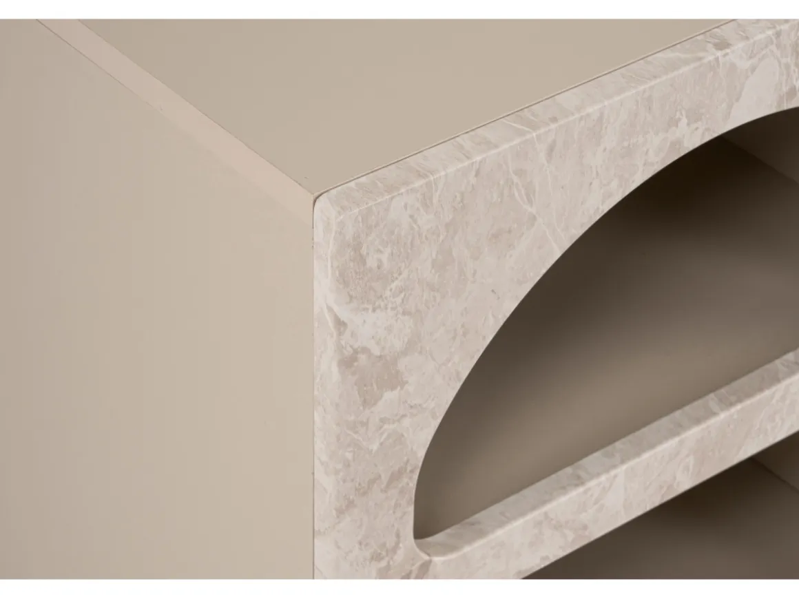 Table de chevet en bois "Lorin" 50 x 40 x 50 cm - marbre travertin