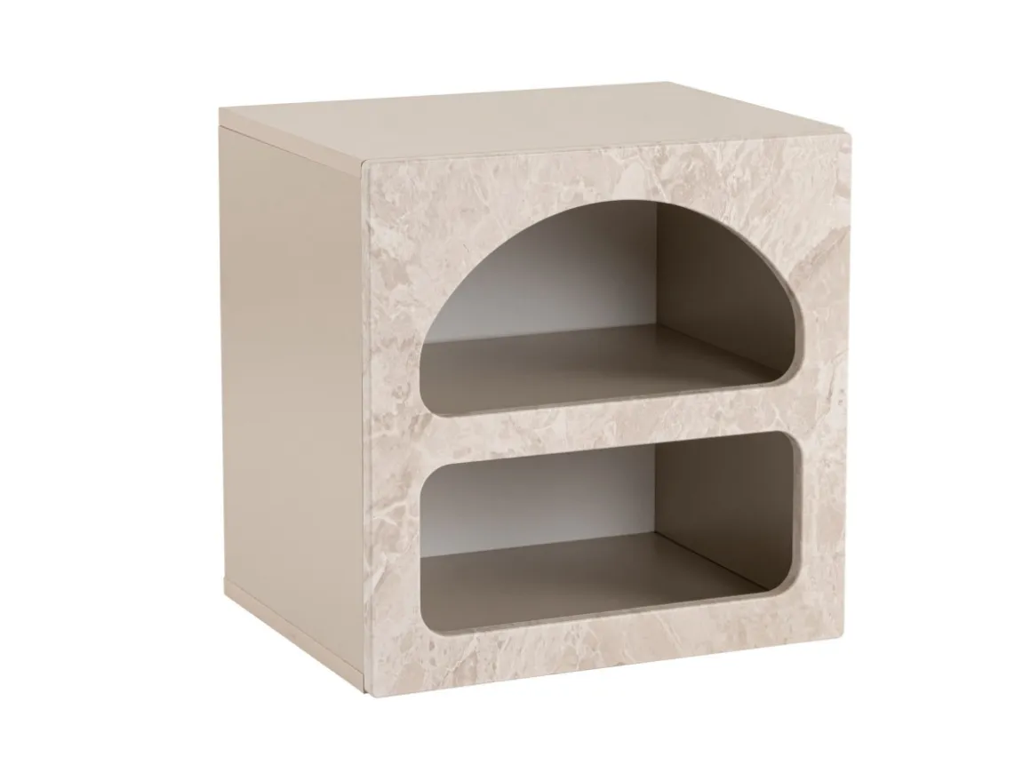 Table de chevet en bois "Lorin" 50 x 40 x 50 cm - marbre travertin