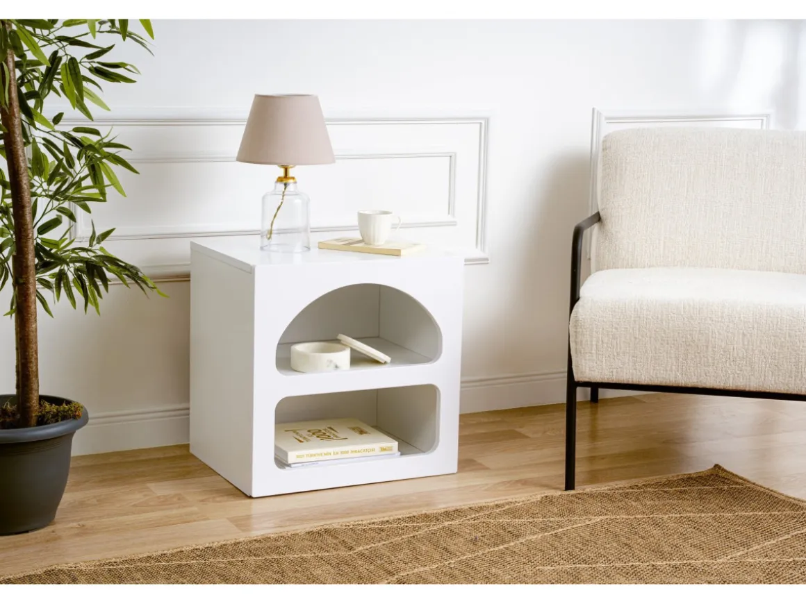 Table de chevet en bois "Lorin" 50 x 40 x 50 cm - Blanc