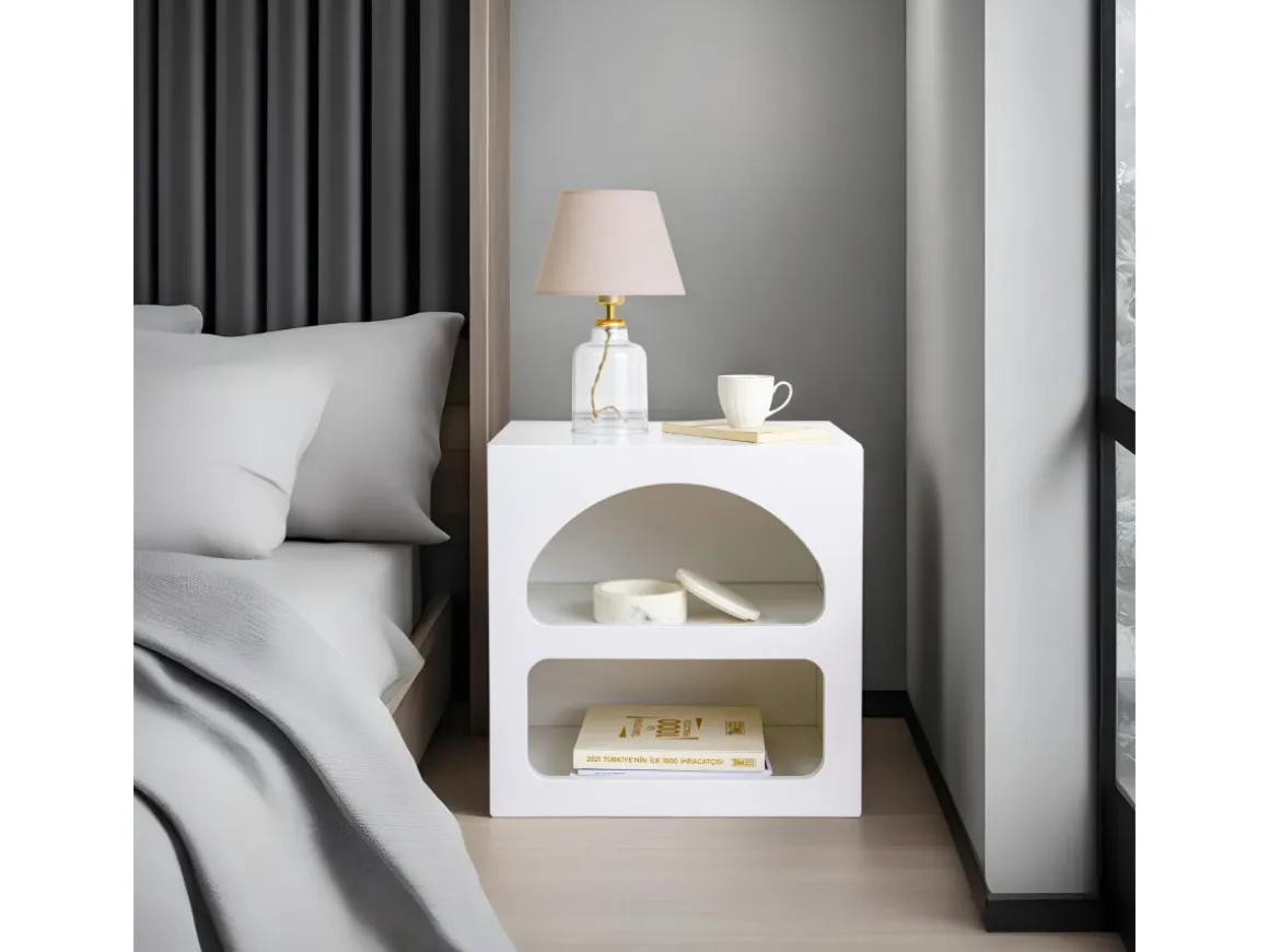 Table de chevet en bois "Lorin" 50 x 40 x 50 cm - Blanc